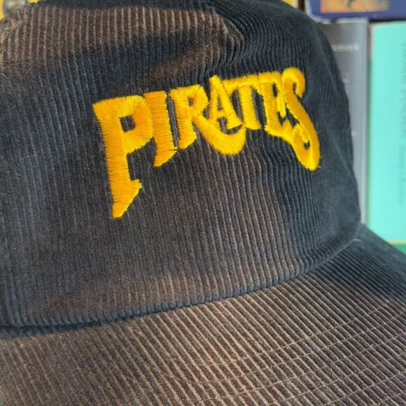 Vintage Pittsburgh Pirates Black Corduroy Snapback Hat Stitched - Picture 4 of 5